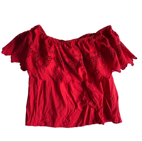 ZARA boho red off the shoulder top. Size xs-s. 100% cotton. - Picture 7 of 9